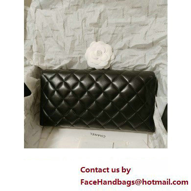 CHANEL lambskin,imitation pearls & gold-tone metal black clutch AS4455 2023